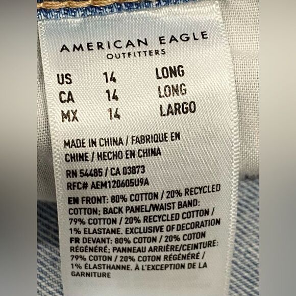 American Eagle Stovepipe Distressed Stretch Jeans 14 Long 32x33 NWT - Picture 4 of 12